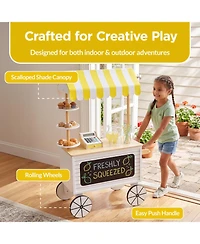 Best Choice Products Kids Lemonade Stand Canopy Chalkboard Wheels 8-Piece Play Kitchen, Ages 3+