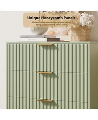 homfan Modern Fluted 5 Drawer Dresser, 48" Tall Wooden Chest with Deep Wide Drawers, Large Storage Organizer for Bedroom, Living Room, Hallway