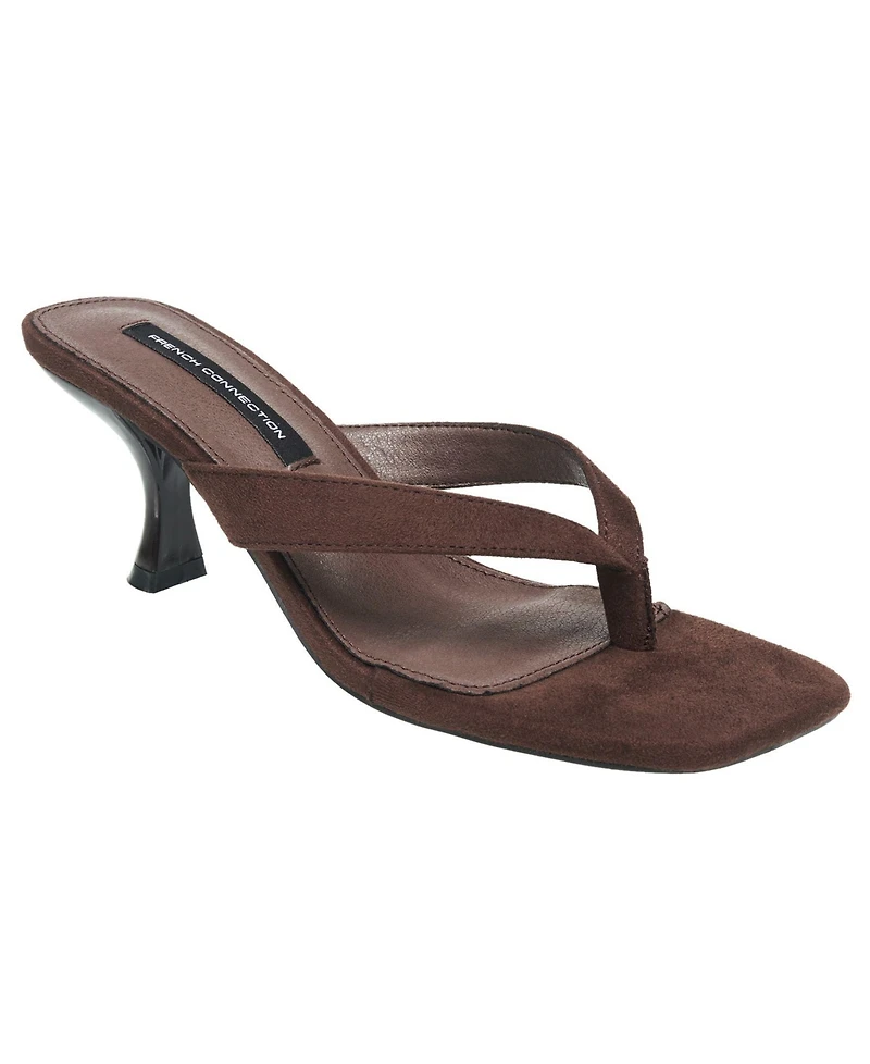 French Connection Women's Trinity Faux Suede Thong Kitten Heel