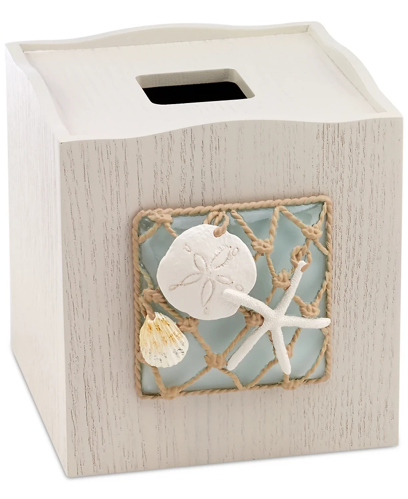 Avanti Seaglass Seashell and Netting Resin Tissue Box Cover