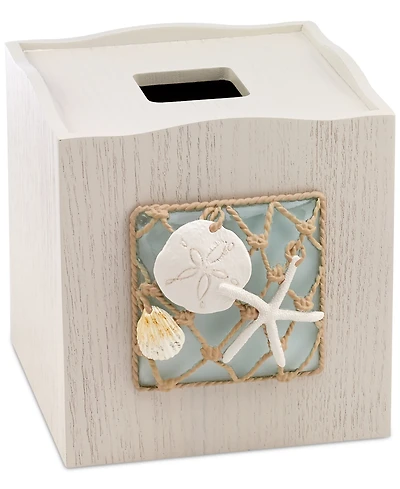 Avanti Seaglass Seashell and Netting Resin Tissue Box Cover