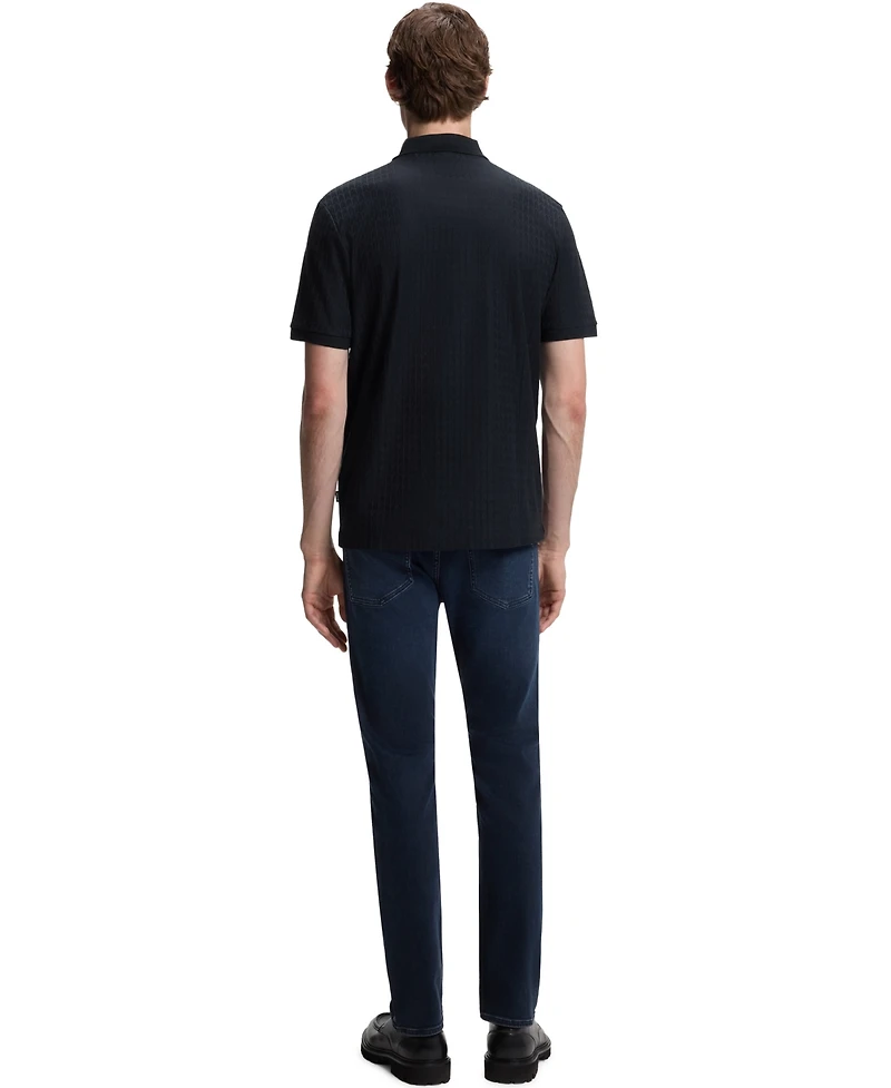 Boss by Hugo Men's Cotton Regular-Fit Geometric-Jacquard Polo Shirt