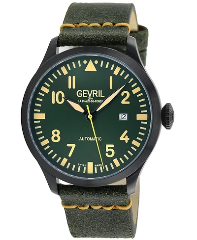 Gevril Men's Vaughn Swiss Automatic Leather Strap Watch