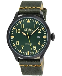 Gevril Men's Vaughn Swiss Automatic Leather Strap Watch