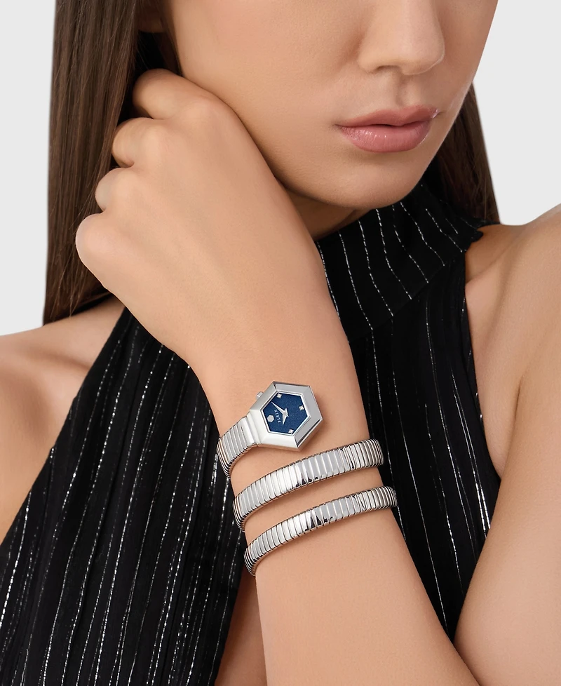 Philipp Plein nake Hexagon Women's Silver Stainless Steel Bracelet Watch 24mm