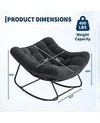 homfan Outdoor Rocking Papasan Chair with Cushion, Metal and Pe Rattan Frame, 400LBS Capacity, Ideal for Patio, Garden, Living Room