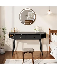 homfan Office Desk with 2 Drawers, 55" Laptop Computer Work Study Desk, Executive Table Storage for Home Bedroom