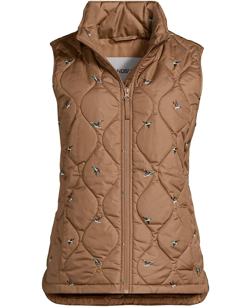 Lands' End Women's Print FeatherFree Quilted Insulated Vest