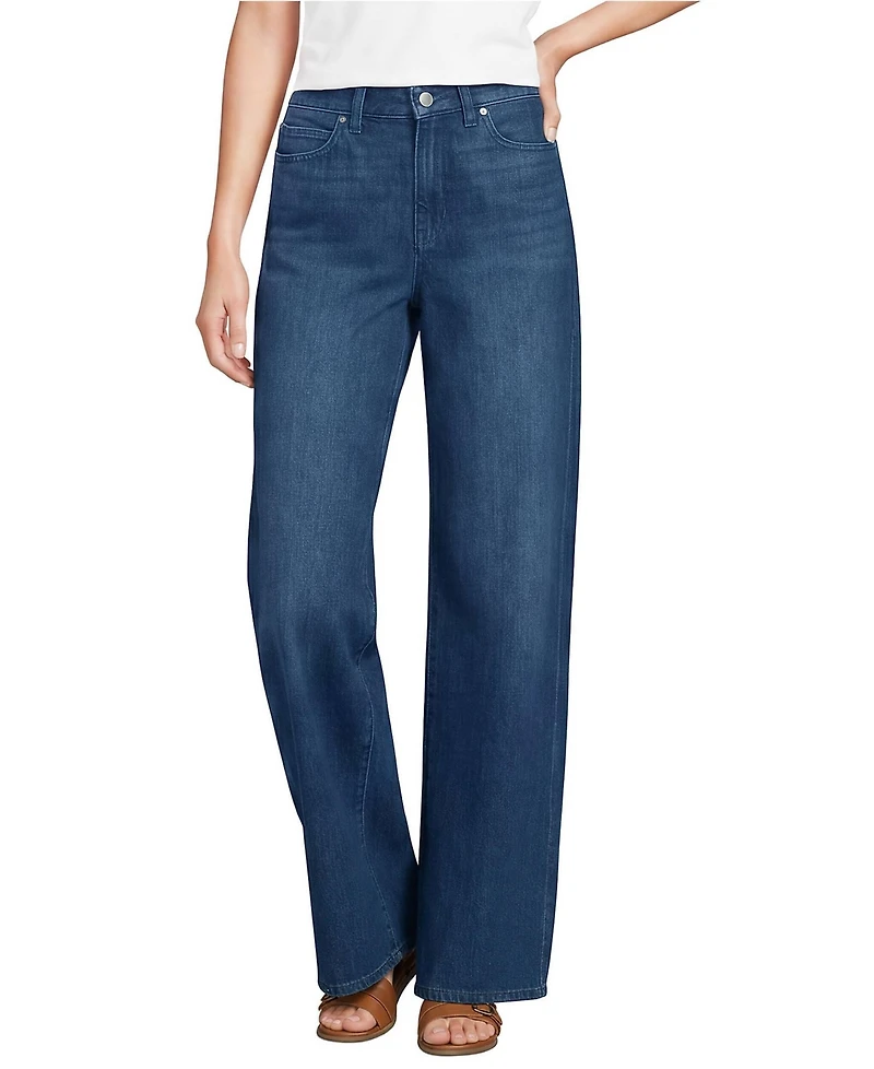 Lands' End Women's Rigid Denim Mid Rise Baggy Jeans