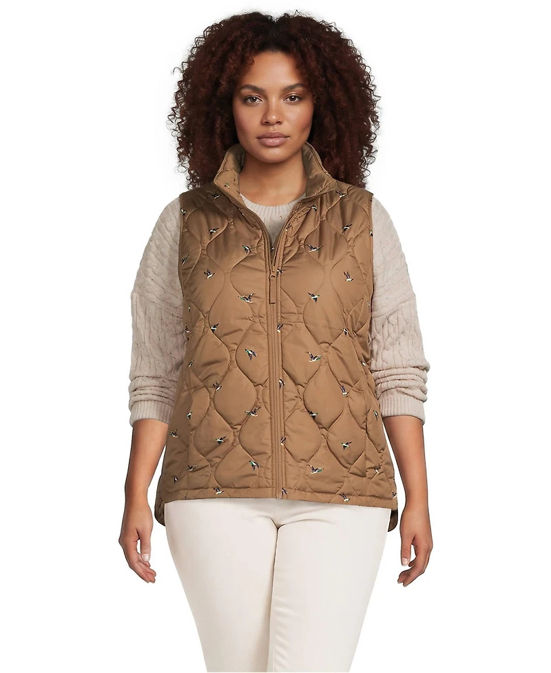 Lands' End Plus Print FeatherFree Quilted Insulated Vest