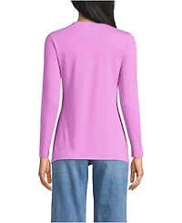 Lands' End Women's Lightweight Jersey Skimming Long Sleeve Crew Neck T-shirt