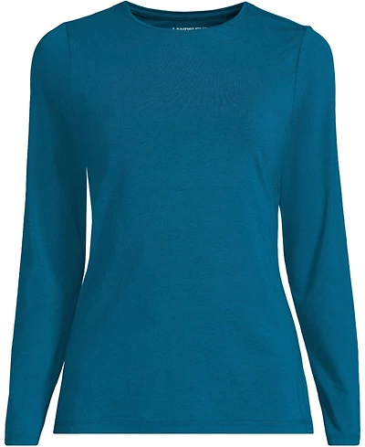 Lands' End Plus Lightweight Jersey Skimming Long Sleeve Crew Neck T-shirt
