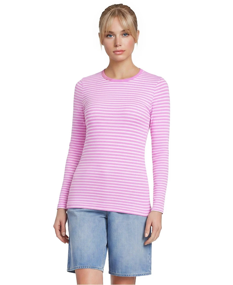 Lands' End Women's Tall Long Sleeve Micro Rib T-Shirt