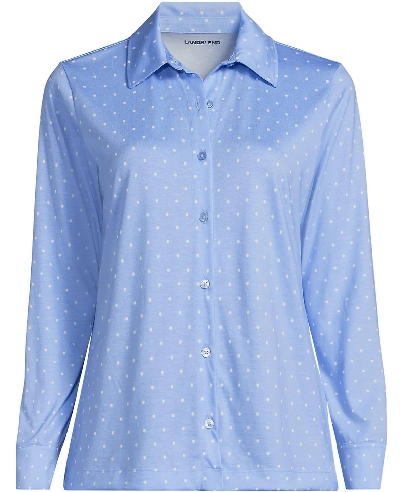 Lands' End Women's Long Sleeve Supima Cotton Relaxed Button Front Shirt
