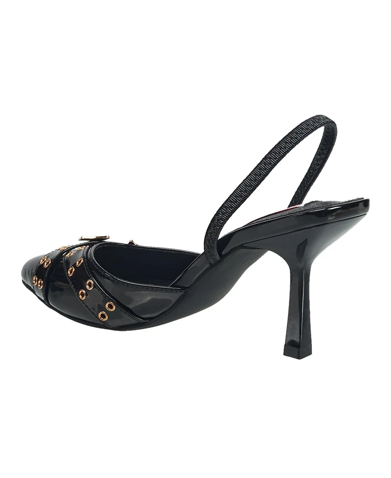 True Religion Women's Sade Metal Buckle Logo Heel