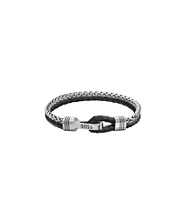 Hugo Boss Men's Jaxon Stainless Steel Black Leather Bracelet