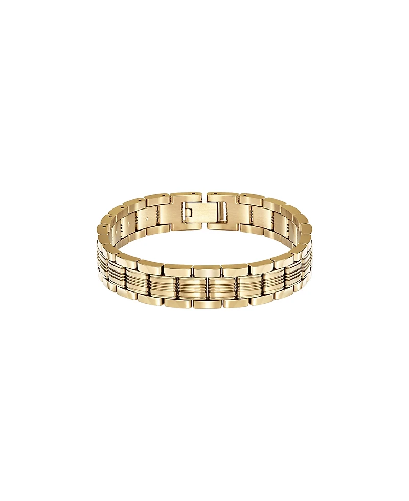 Hugo Boss Men's Boss Emblem Ionic Plated Thin Gold Steel Bracelet