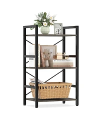 Costway 3-Tier Industrial Bookshelf, 16.5" Width Wooden Open Bookcase with Metal Frame