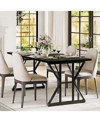 gaomon 71-in Modern Industrial Dining Table for 4-6 People Rectangular Kitchen Table with Waterproof Wood Top and Robust Metal Frame for Home Office