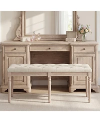 Costway 47.5" End of Bed Bench with Tufted Decoration and Antiqued Legs for Living Room