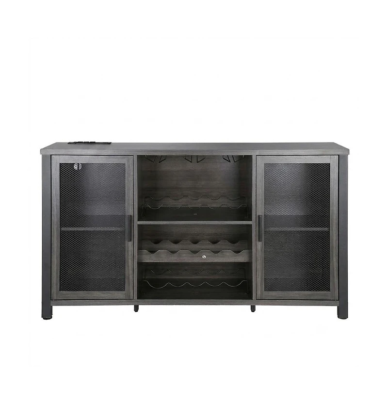 Slickblue 47 Inch Farmhouse Bar Cabinet with Wine Rack and Buffet Storage