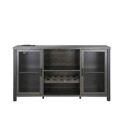 Slickblue 47 Inch Farmhouse Bar Cabinet with Wine Rack and Buffet Storage