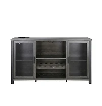 Slickblue 47 Inch Farmhouse Bar Cabinet with Wine Rack and Buffet Storage
