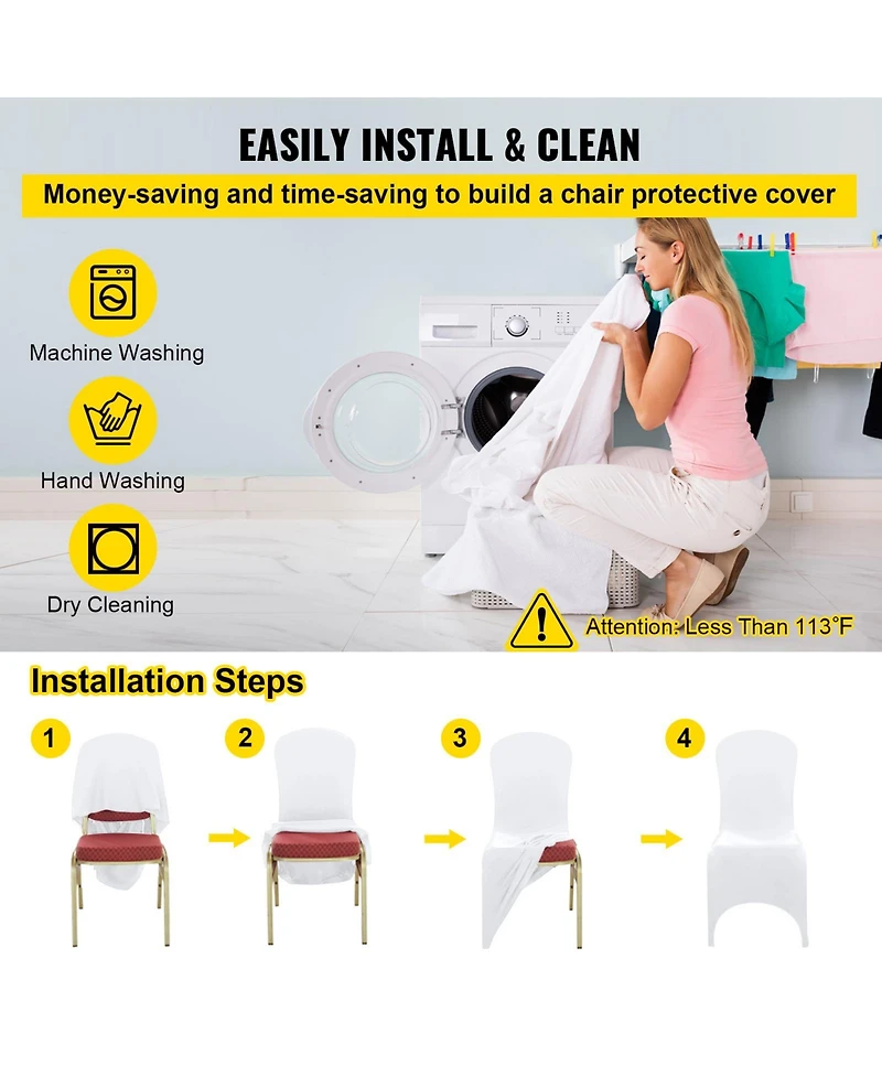 Sugift 50Pieces Stretch Spandex Folding Chair Covers Removable Washable Protective Slipcovers for Events