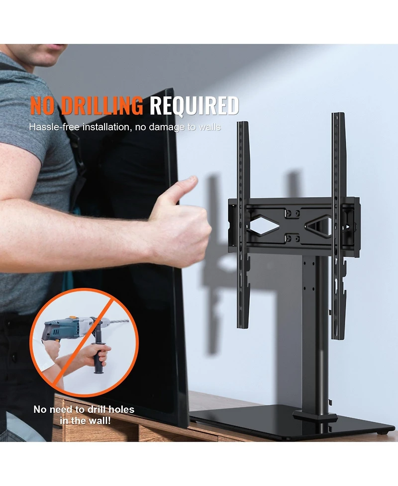 Sugift Swivel Universal Tv Stand for 32 to 55 in TVs Height Adjustable Portable Floor Stand