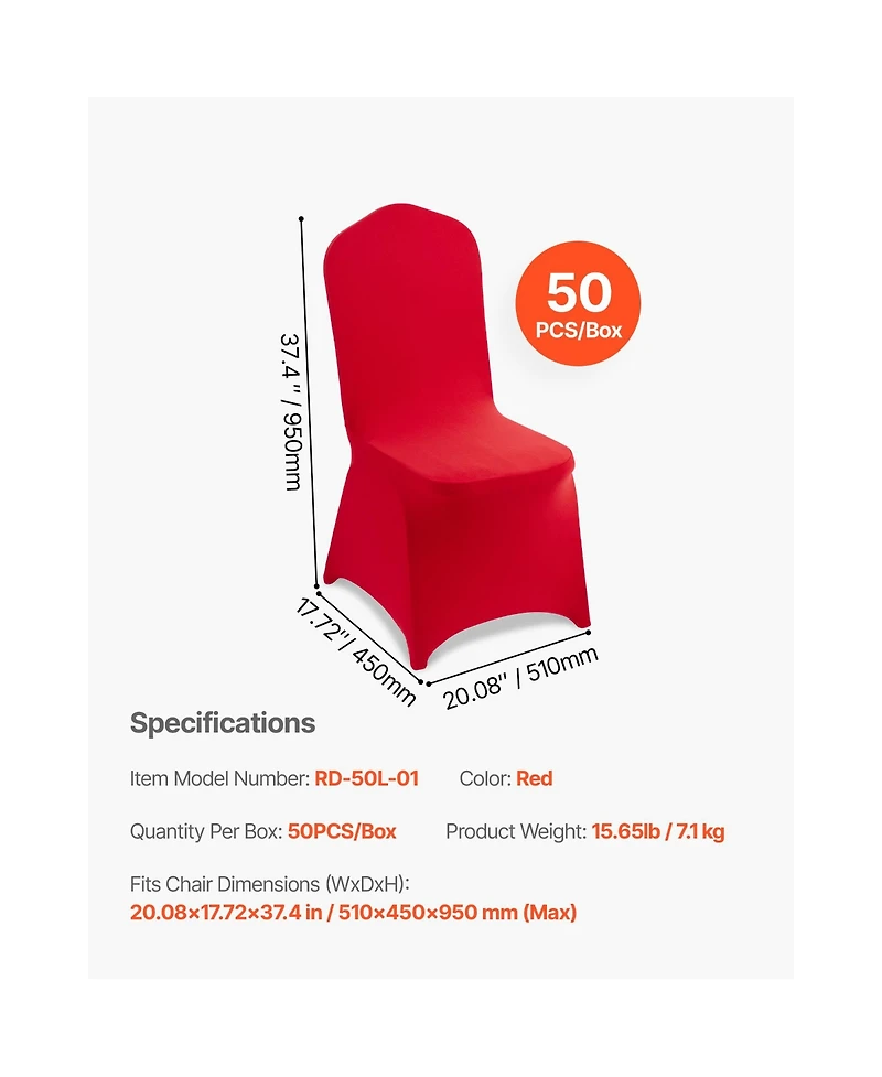 Sugift 50 Pieces Polyester Spandex Stretch Chair Covers Flat-Front Fits Up to 20.08 x 17.72 x 37.4