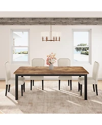homfan 70.8" Industrial Dining Table for 6-8 – Sturdy Metal Frame, Multi-Use for Dining Room and Office