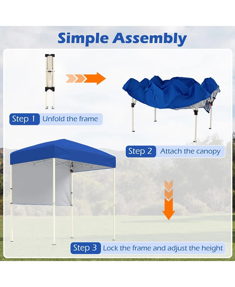 Costway Pop-Up Canopy Tent with 1 Half Sidewall, Easy Setup Folding Outdoor Sun Shelter