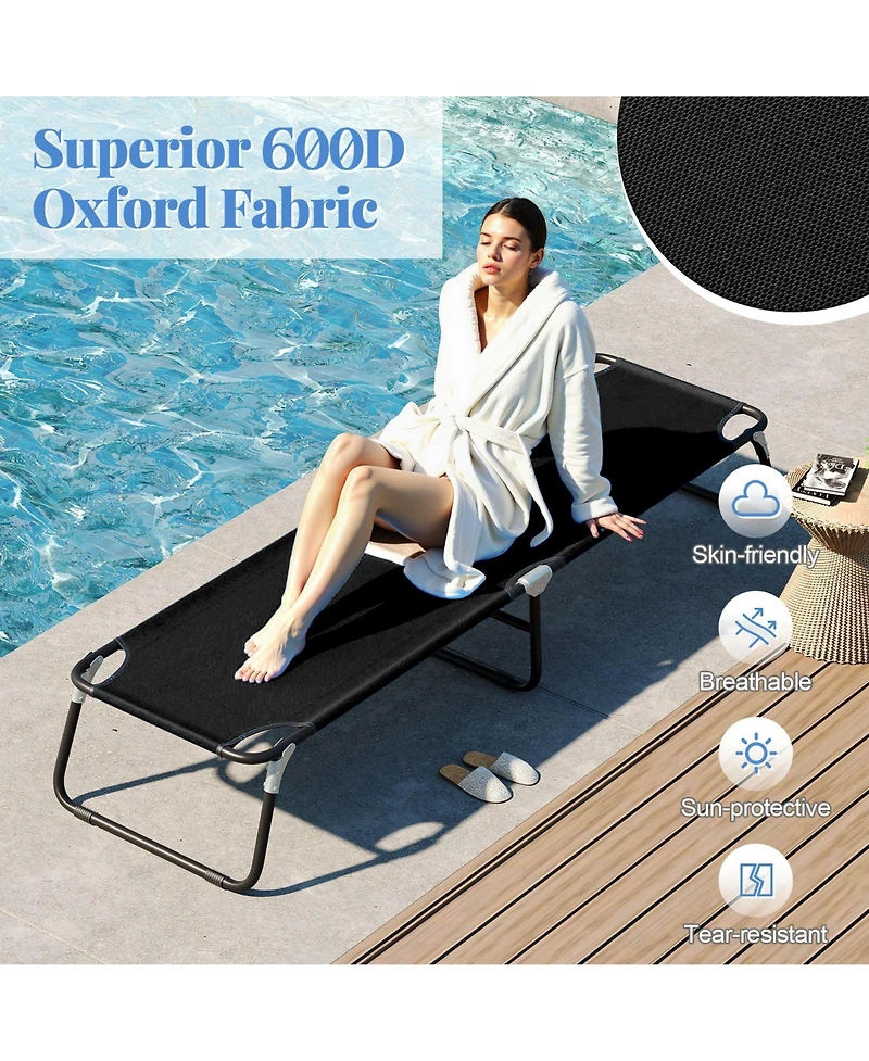 Costway Folding Camping Bed Chaise Lounge Outdoor Portable Military Cot Sleeping Hiking Travel