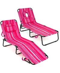 Gouun Set of 2 Face Down Folding Tanning Chair with Cutout Hole and Pillow
