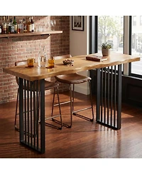 Tribesigns 63" Bar Table: Solid wood pub table with metal legs. Industrial high top bar unit for kitchen, dining room, bistro