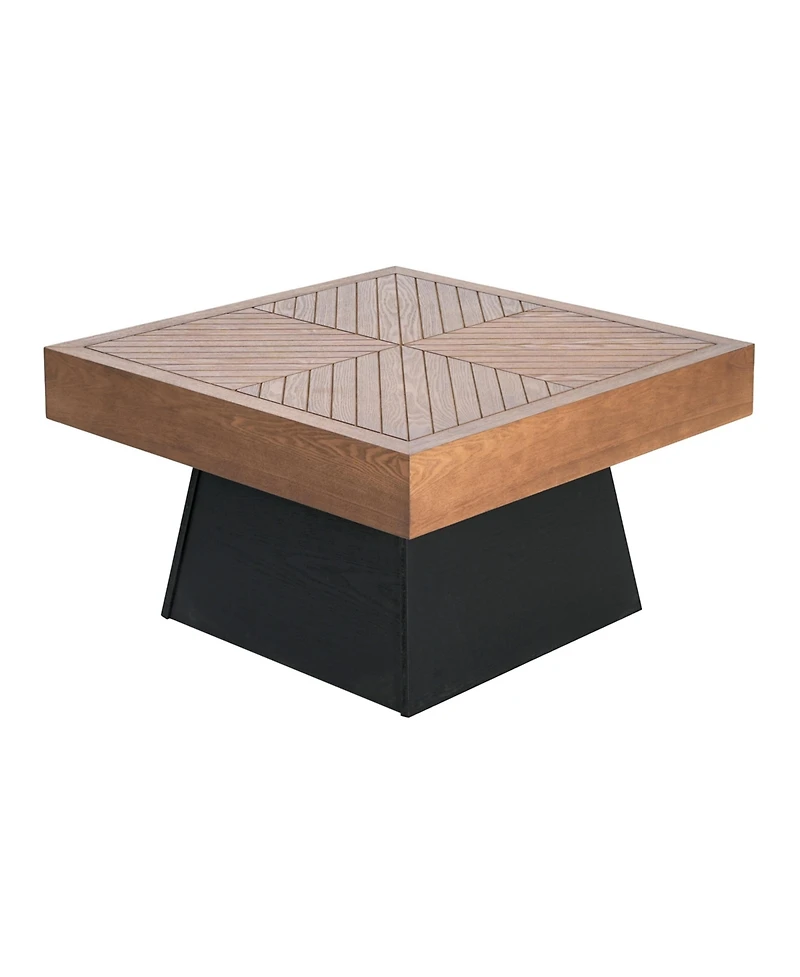 Flynama 31.5" Square Mid-Century Coffee Table, Wood-Grain Top and Base Farmhouse Center Table