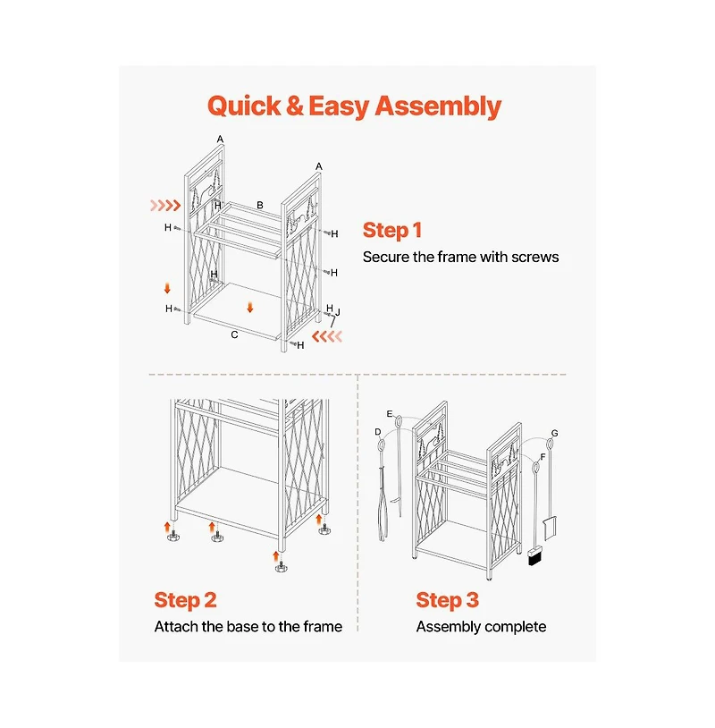 Slickblue 1.3ft Indoor Firewood Rack with Tools 400lb Capacity Log Storage Holder