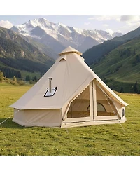 Sugift 4 Seasons 13.12 feet Oxford Bell Tent for Camping with Stove Jack Waterproof for 4 People