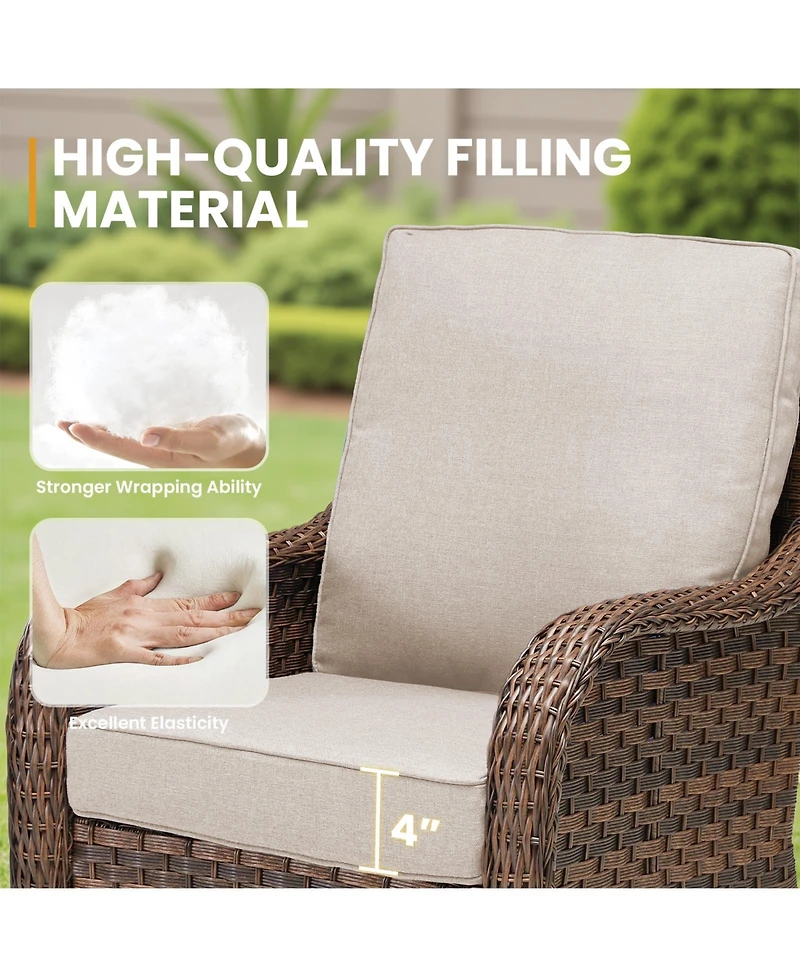 Pocassy 2 Pieces Outdoor Swivel Rocker Chair Set of 2, 360 Degree Rattan Wicker Chairs Patio Bistro