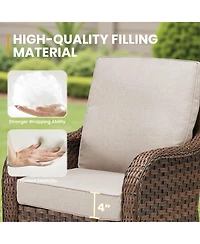 Pocassy 2 Pieces Outdoor Swivel Rocker Chair Set of 2, 360 Degree Rattan Wicker Chairs Patio Bistro