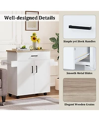 Sugift Rolling Kitchen Island Cart with Drawer and 2-Tier Cabinet