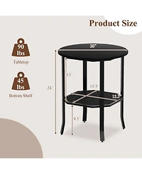 Sugift Round 2-Tier Side End Table with Open Storage Shelf and Steel Frame