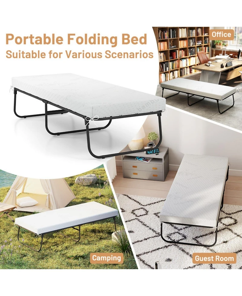 Sugift 75 x 31 Inch Folding Bed with Memory Foam Mattress Cot Size