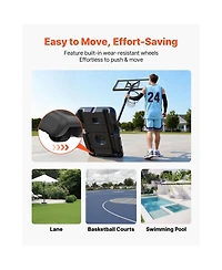Sugift Portable Basketball Hoop with 10 ft Height Adjustment 48 in Pc Backboard and Wheels