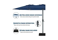homfan 9'x15' Outdoor Umbrella with Base, Extra Wide Patio Umbrella