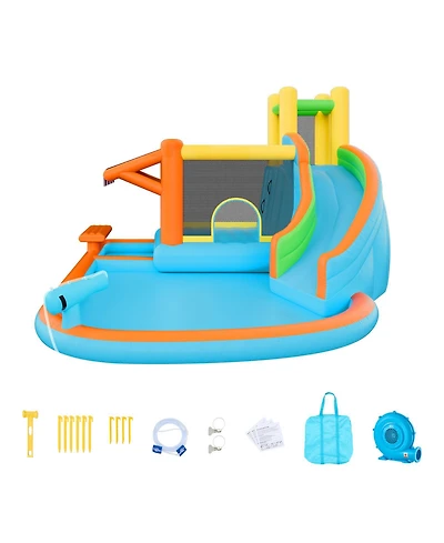 Sugift 14.9 x 12.8 x 7.8 ft Inflatable Water Slide Bounce House, For 3 to 4 Kids, Ages 3-8