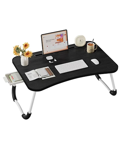Gnuadz Lap Desk Tray Laptop Breakfast Sofa Cup Holder Drawer Foldable