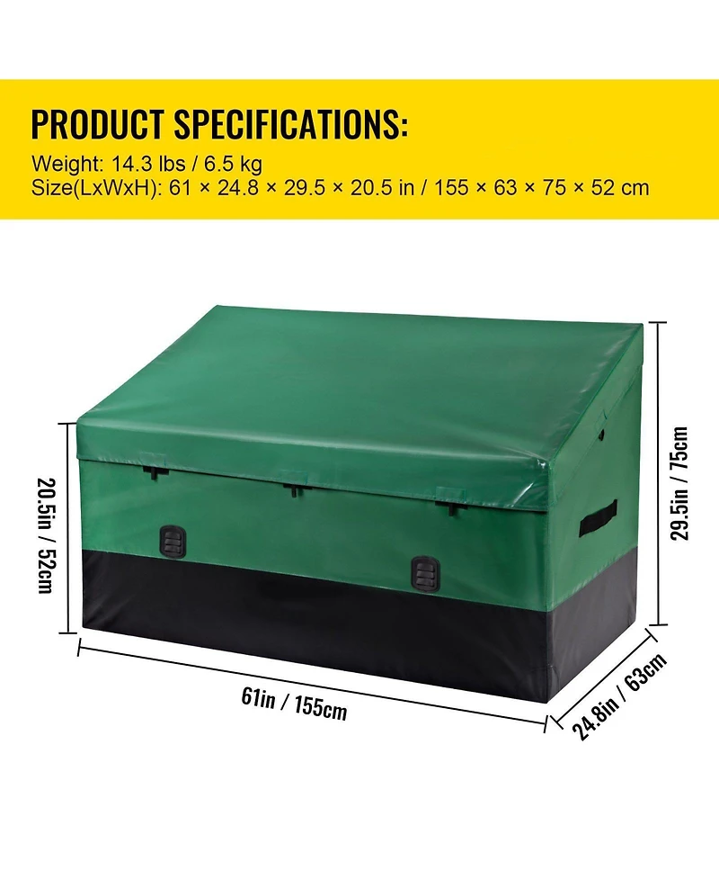Slickblue Outdoor Storage Box 100 Gallon with Pe Tarpaulin Cover and Frame
