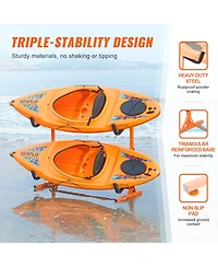 Sugift Freestanding Kayak Storage Rack for 2 Kayaks Heavy-Duty Steel Adjustable Width 175 lbs Max Load