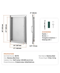 Sugift 17W x 24H in Stainless Steel Flush Mount Outdoor Kitchen Access Door for Bbq Island